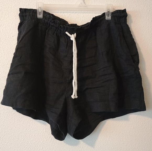 H&M Pants - H&M 100% Linen Black Shorts with Drawstring Size XL